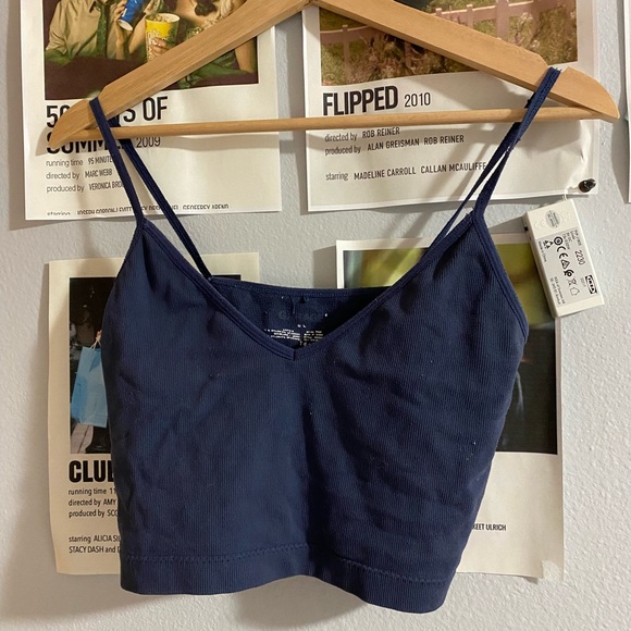 GARAGE spaghetti straps blue crop top - Picture 1 of 2